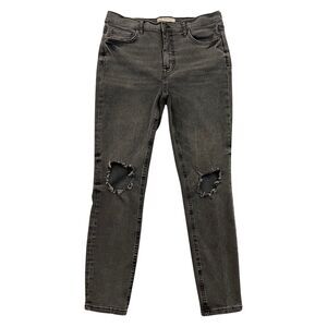 Free People Ankle Jeans Womens Size 30 Gray Distressed Mid Rise Cropped Stretch